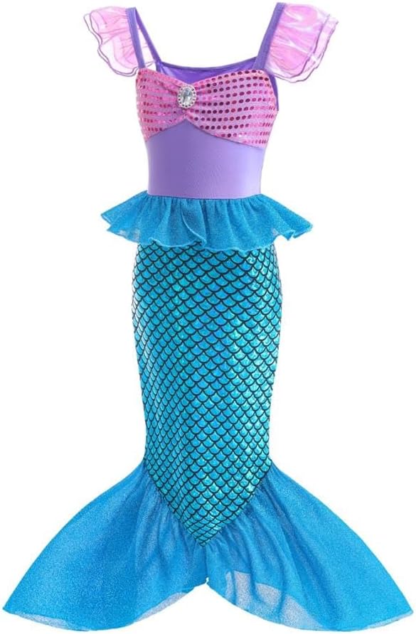 Lito Angels Prinzessin Meerjungfrau Arielle Kostüm Kleid Verkleidung mit Perücke für Kinder Mädchen