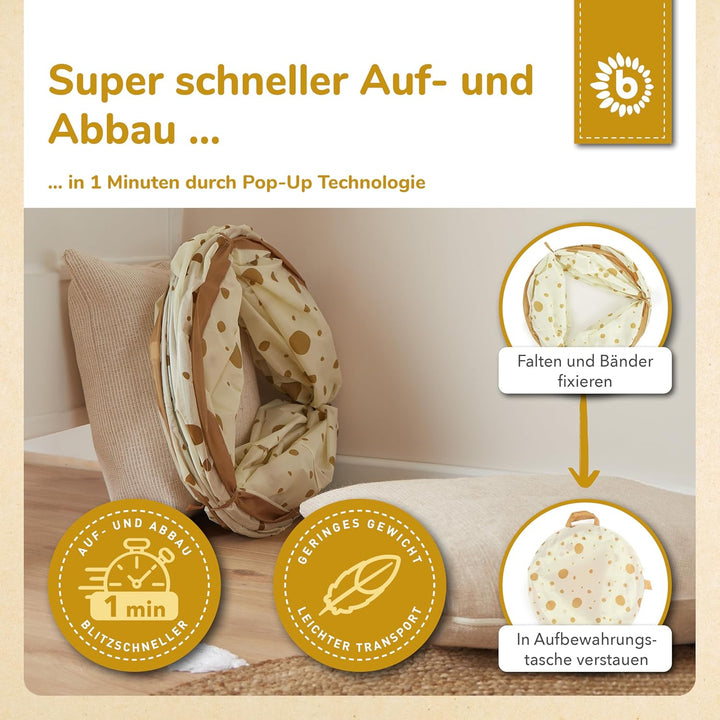 Bieco XXL Krabbeltunnel Dots ab 1 Jahr | 180 x 46 cm | Spieltunnel Kind und Baby | Farbenfroh | Tunn