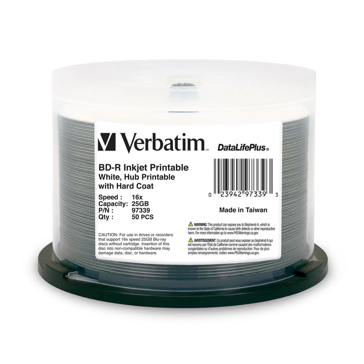 Verbatim 25 GB 6 x Blu-ray Single Layer Recordable Disc BD-R, 10 Scheiben Spindel 97238 – weiss 50pk