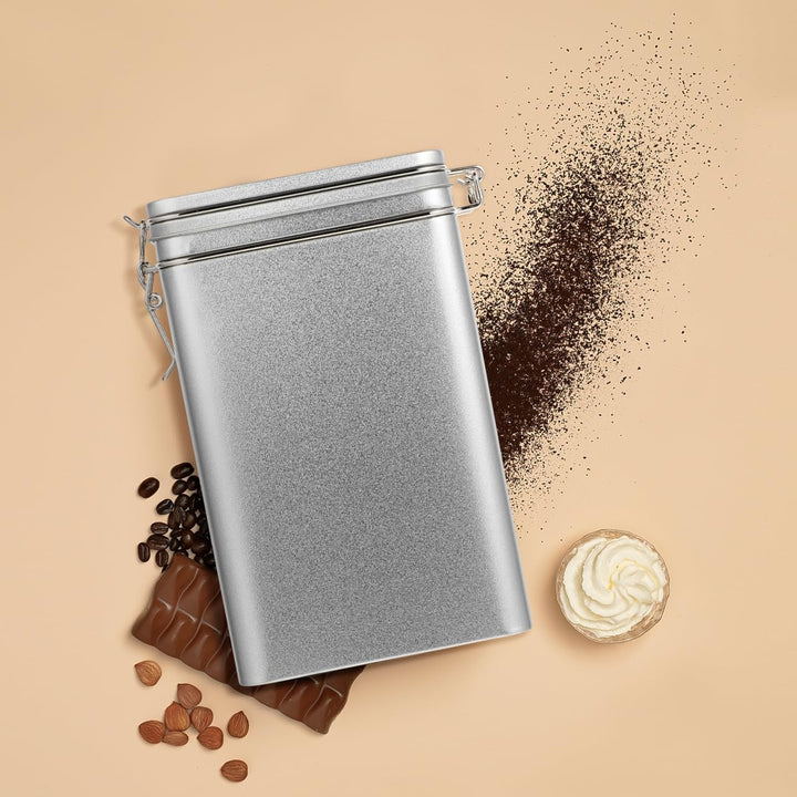ABOOFAN Kaffeebohnen Vorratsdose aus Lebensmittelechtem Weissblech Luftdichter Eckiger Aufbewahrungs