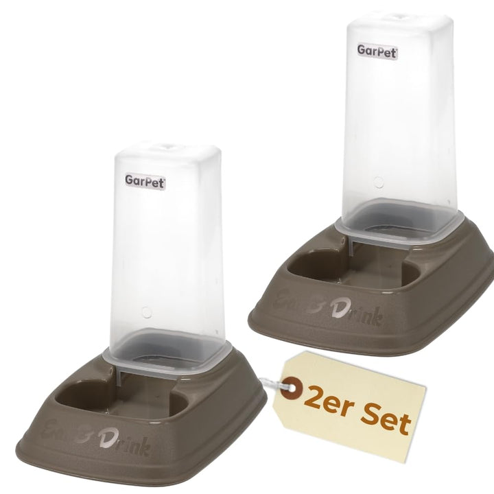 2er Set Automatischer Futterspender Wasserspender 2in1 Futterautomat Wasserautomat für Hunde Katzen