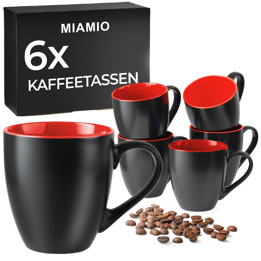 MIAMIO - 6 x 350 ml Kaffeetassen/Kaffeebecher Set - Tassen Set 6er Modern - Le Papillon Kollektion (