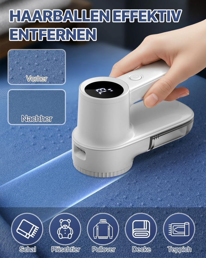 Fusselrasierer Elektrisch, Homtronics Fusselrasierer mit LED-Licht, USB Aufladung, 3 Einstellbaren,