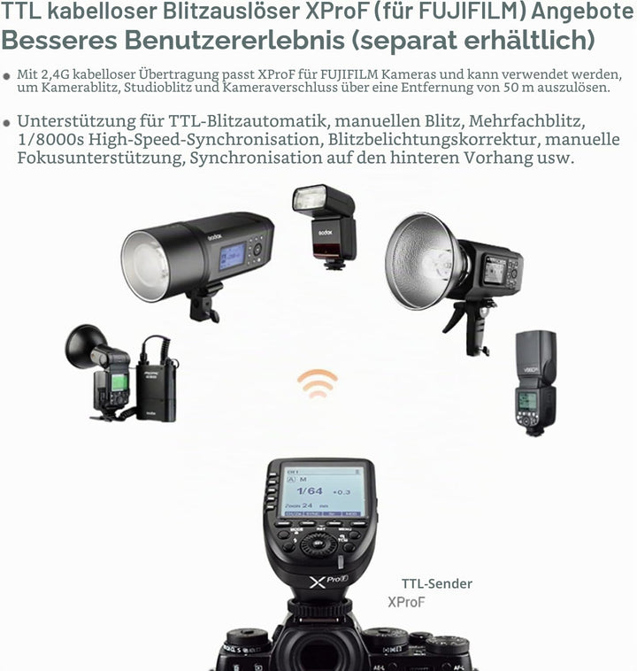 GODOX Speedlite Ving V350F Fuji, Schwarz