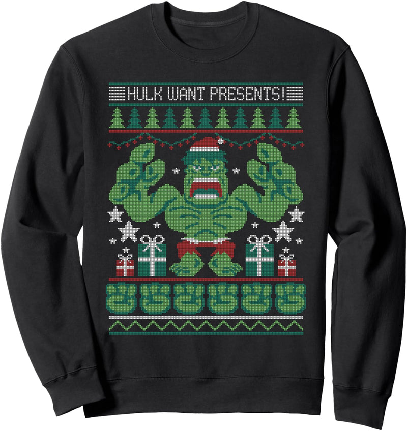 Marvel Hulk Wants Presents Holiday Sweater Sweatshirt