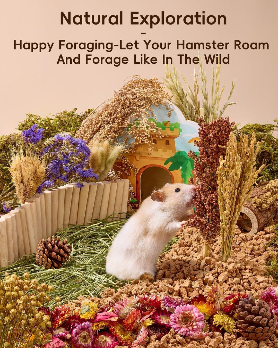 BUCATSTATE Natürliche Hamster-Einstreu – Blumen & Kräuter & Sprays für Käfig-Lebensraum-Dekor – Beha