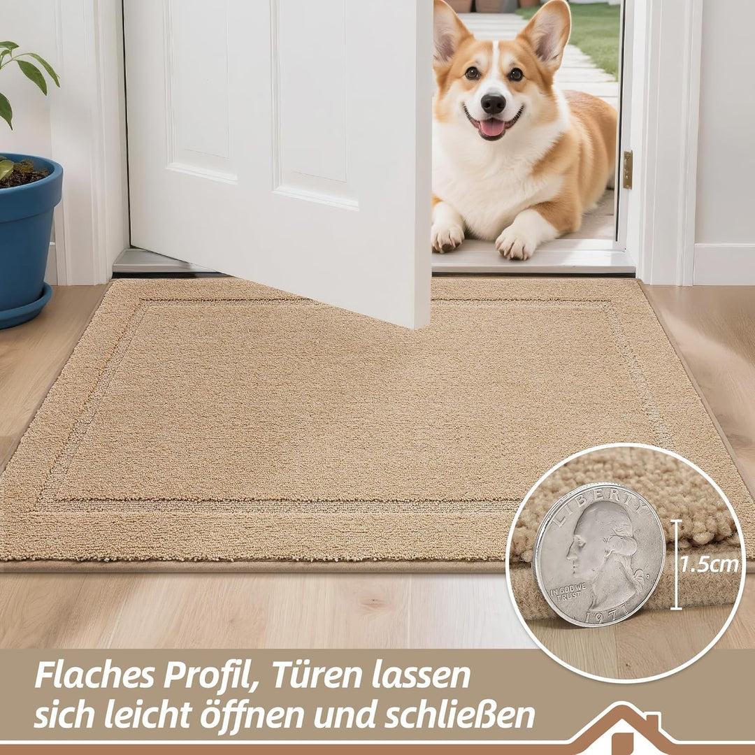 BEQHAUSE Fussmatte Innen, 80 * 120cm Schmutzfangteppich, Schmutzfangmatte Waschbar Eingang Matte Fus