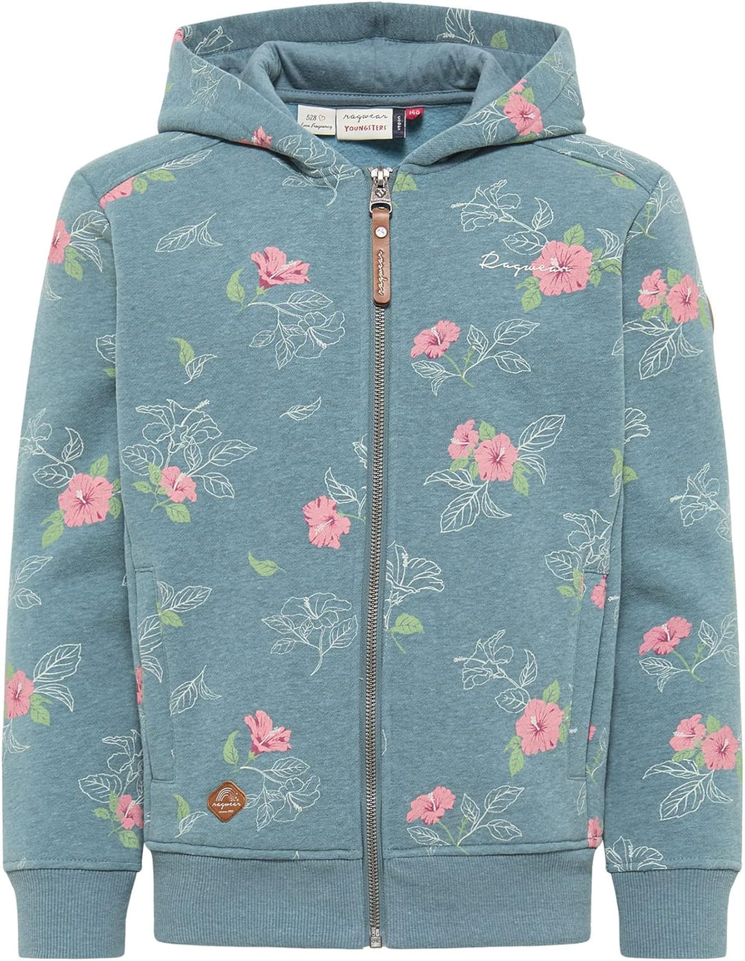 Ragwear THEA Flowers Zip Mädchen Sweatjacke mit Kapuze Cardigan Strickjacke Sweatshirt mit Blumen Mo