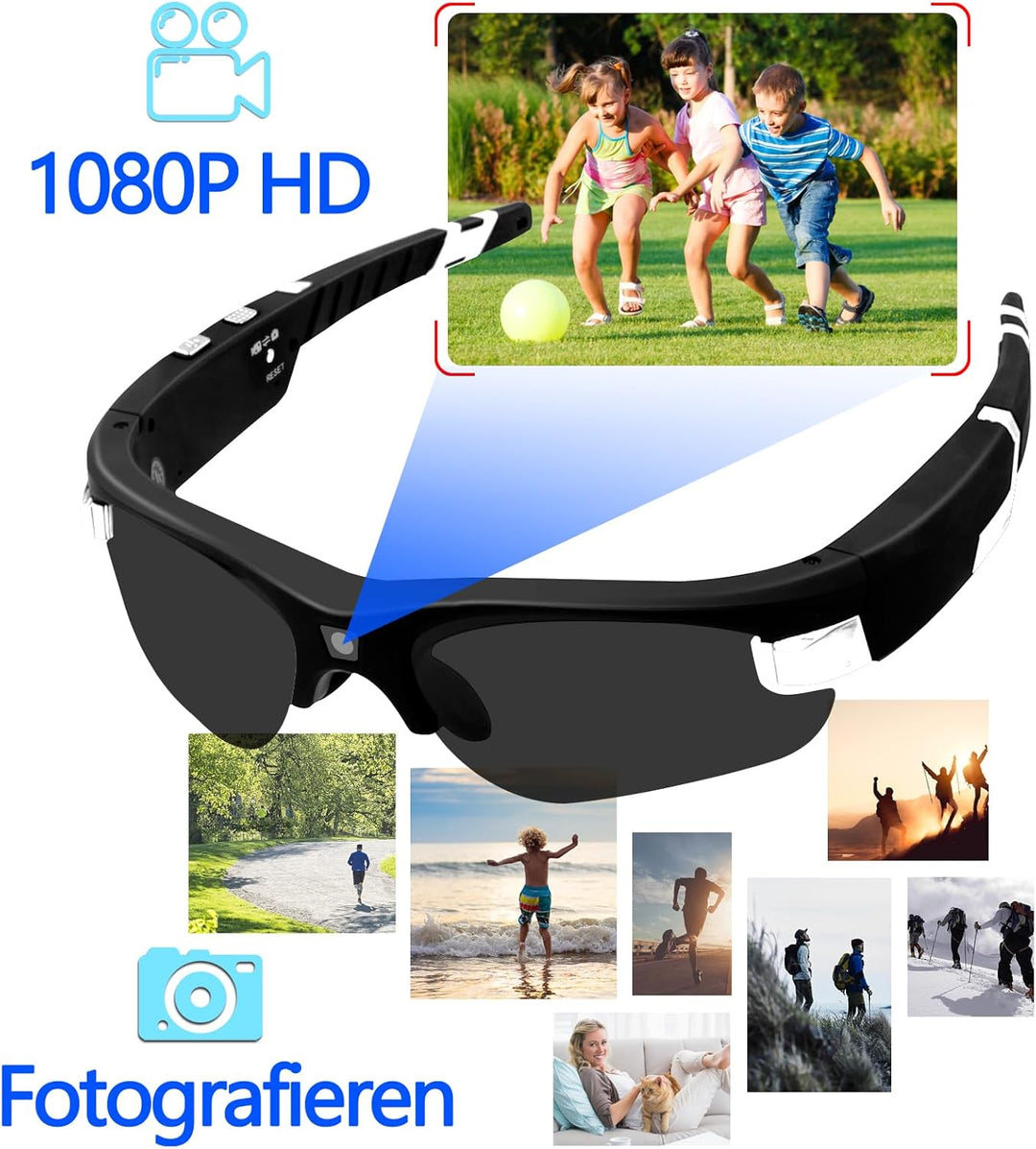 Action Cam, 1080P HD Brille mit Kamera, One-Touch & Polarisierte Linse Brille Kamera mit 160 Minuten