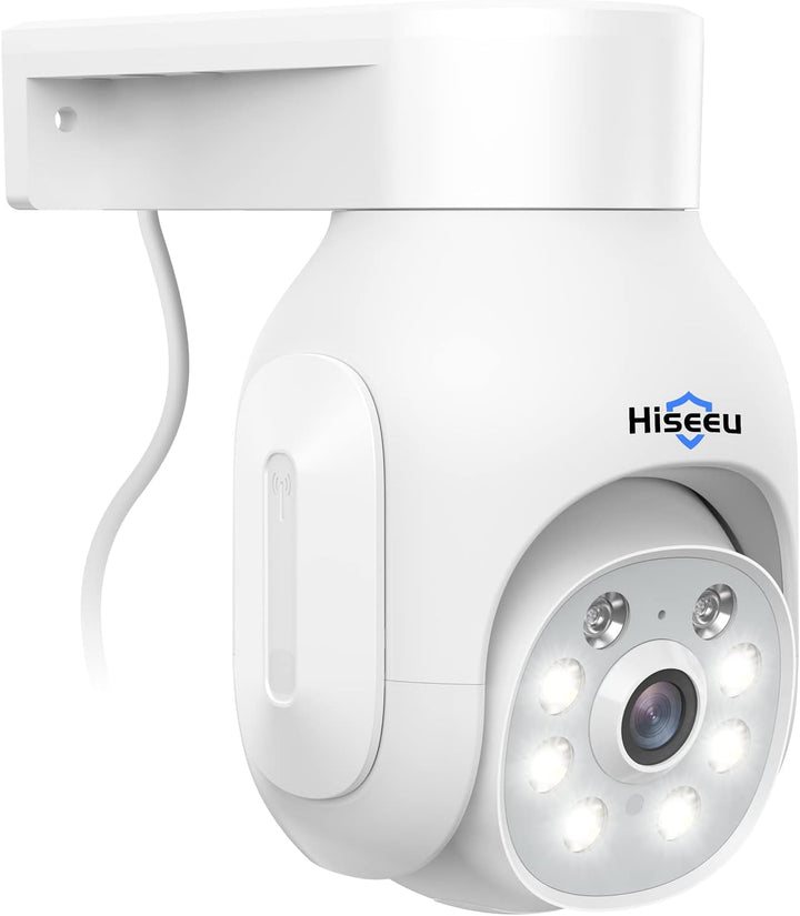 Hiseeu 5 MP Überwachungskamera Aussen-WLAN mit automatischer Verfolgung, 350°/90° schwenkbar, Farbna