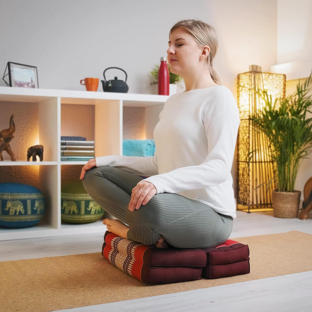 livasia Meditationskissen faltbar klappbar, Zafukissen Zabuton für Yoga und Meditation, Meditationss