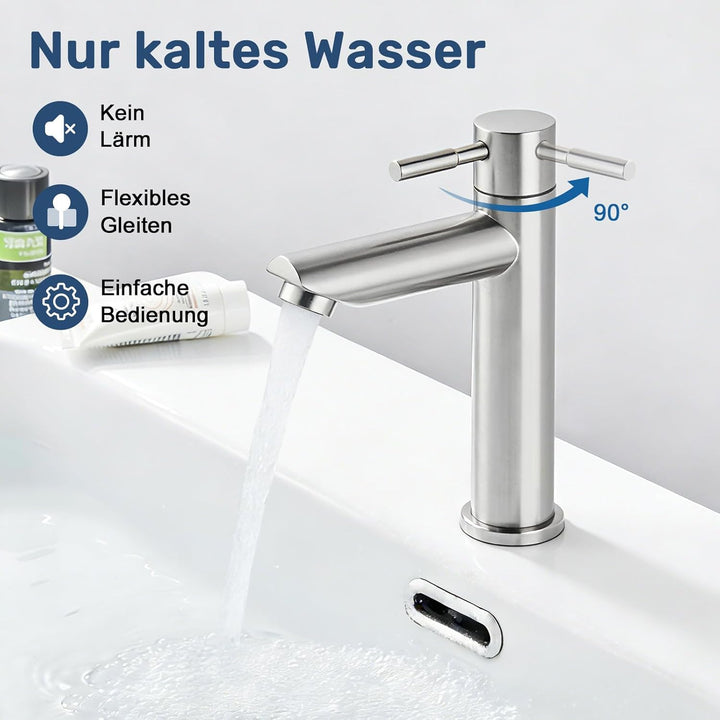 BONADE Kaltwasserhahn Gäste WC, Wasserhahn Kaltwasser für Wasserhahn Bad, Edelstahl Kaltwasserhahn m