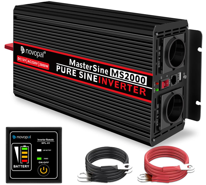 NOVOPAL 2000W KFZ Reiner Sinus Spannungswandler-Auto Wechselrichter 12v auf 230v Umwandler-Inverter