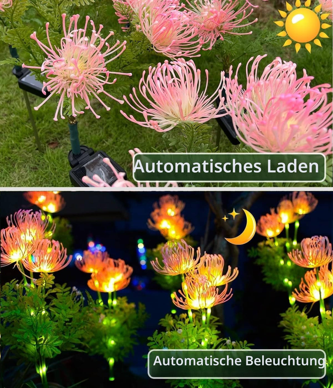 Gartendeko Solar Gartenleuchte Aussen, 2 Stück Solar Blumen für Aussen, Blume Solarlampen Wetterfest