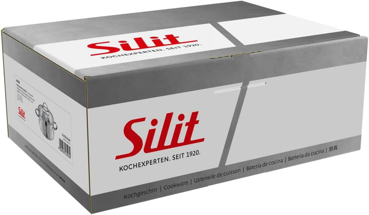Silit Achat Kochtopf klein 20cm, Glasdeckel, Bratentopf Induktion 2,5l, Edelstahl teilmattiert, unbe