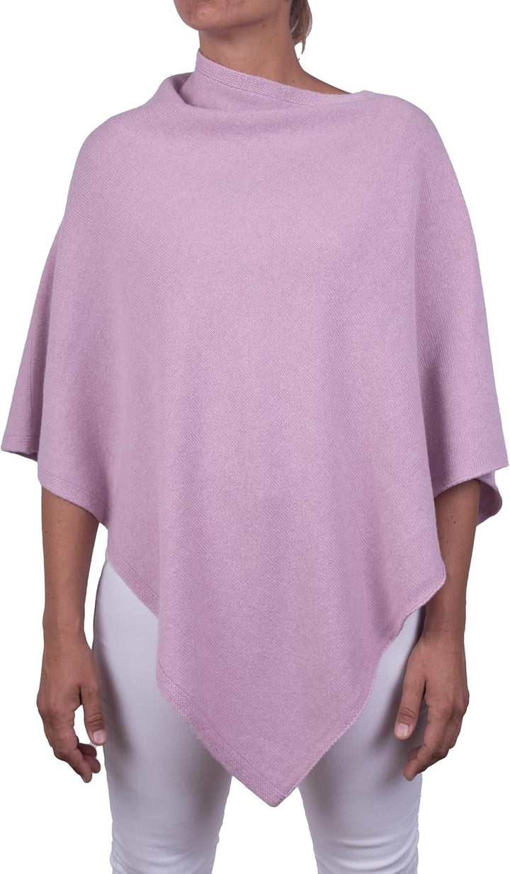 Kaschmirmischung Poncho Frau Made in Italy Merinowolle Kaschmir Schwarz Beige Weiss Blau Grau Strick