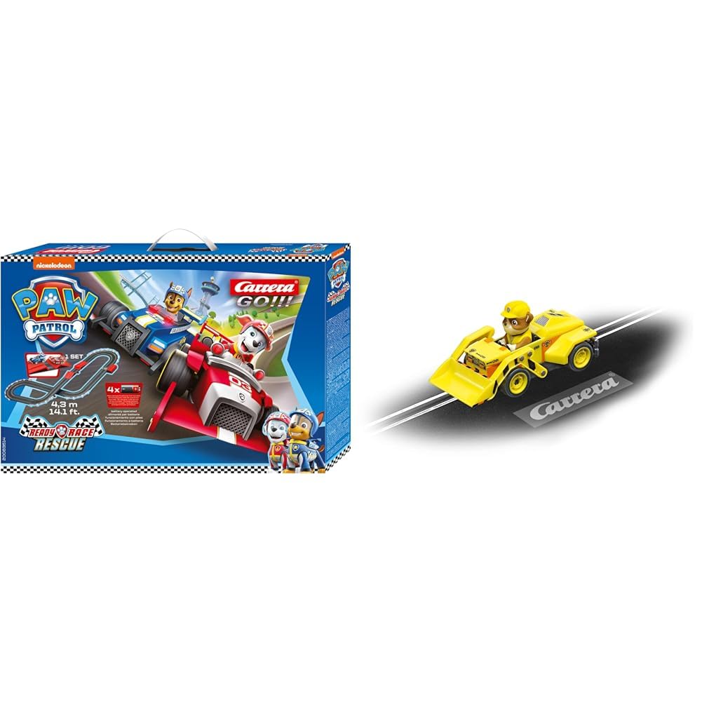 Carrera GO!!! Paw Patrol - Ready Race Rescue Rennbahn-Set I Rennbahnen und lizensierte Slotcars | bi