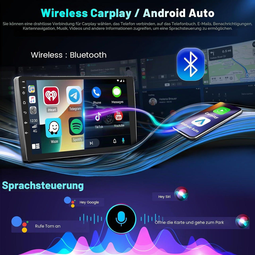 Hikity 4+64G 9" Android Autoradio für Mazda 2 2007-2014 Wireless CarPlay | IPS Touchscreen GPS Navi