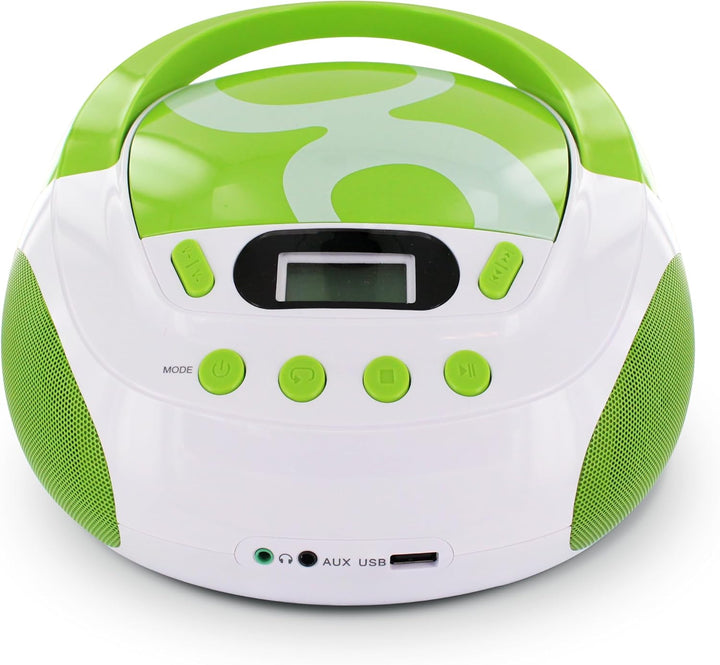 Metronic Gulli Radio/Tragbarer CD-/MP3-Player für Kinder, mit USB-Port Grün / Weiss, Grün / Weiss