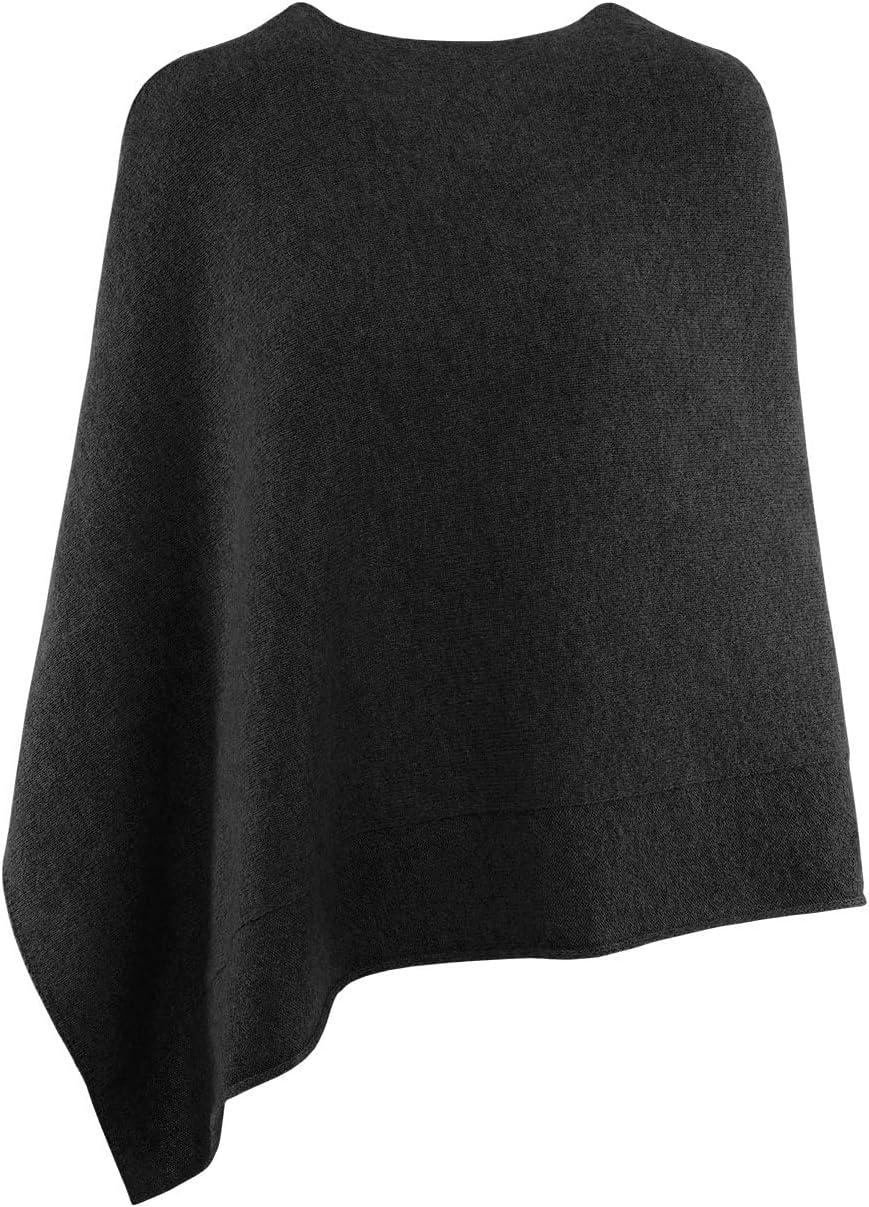 GIESSWEIN Merino Lambswool Poncho - Damen Feinstrick Überwurf aus Merinowolle, Wool Cape, Frauen Str
