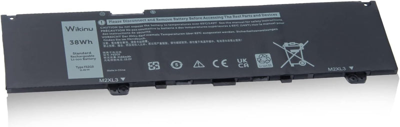 Wikinu 38Wh F62G0 Laptop Akku für Dell Inspiron 13 7000 7370 7373 7380 5370 7386 2-in-1 P83G P87G P9