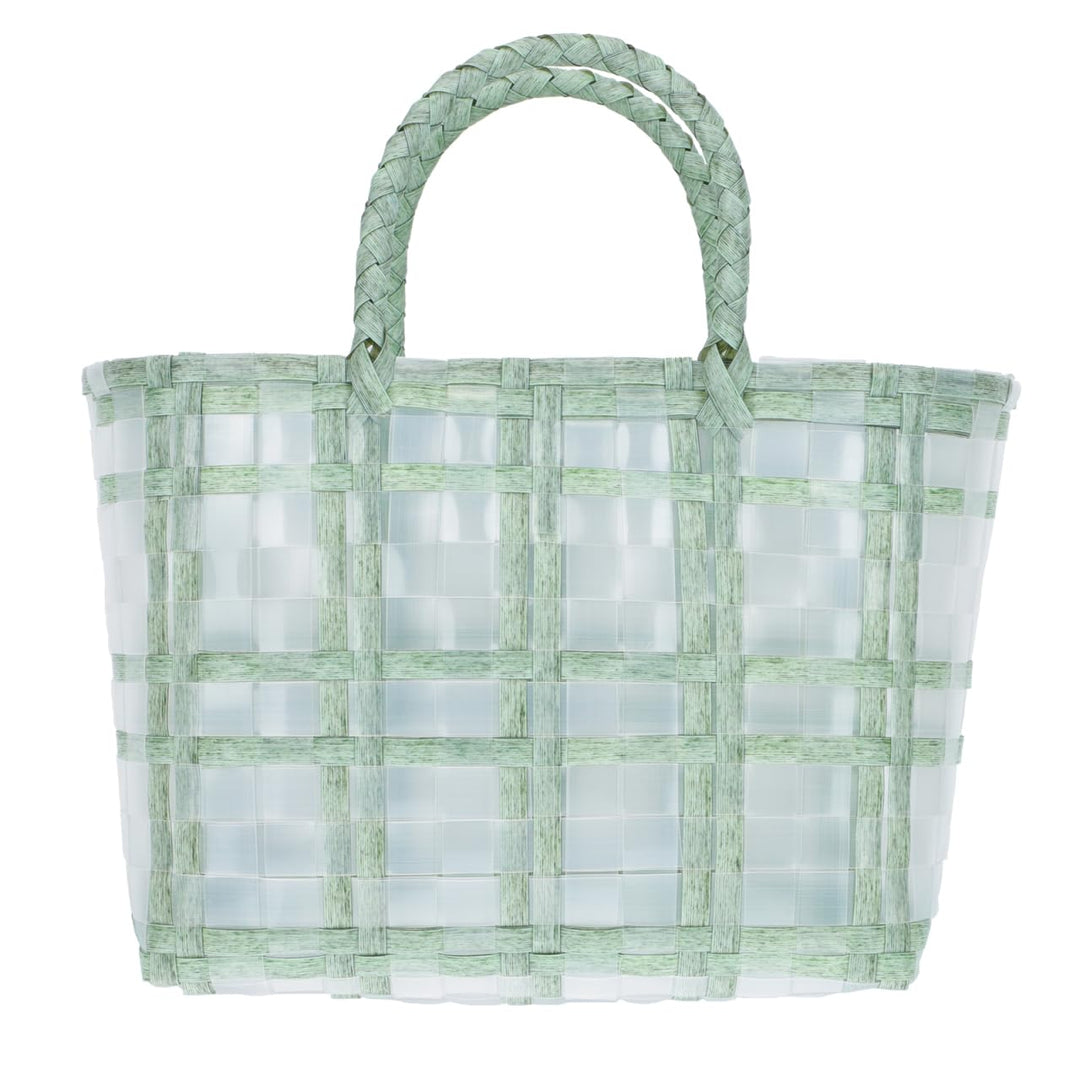 BESTonZON Korb Tasche Geflochten Mit Henkel Transparenter Jelly Bag Einkaufskorb 30X1X30Cm Leichte H
