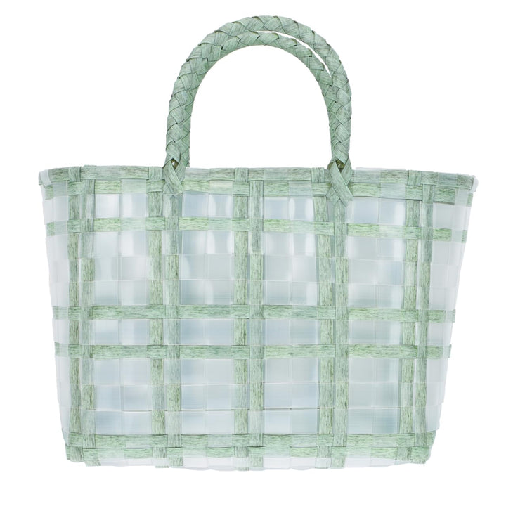 BESTonZON Korb Tasche Geflochten Mit Henkel Transparenter Jelly Bag Einkaufskorb 30X1X30Cm Leichte H