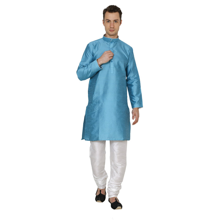 Royal Kurta Men's Silk Blend Self Design Kurta Churidar