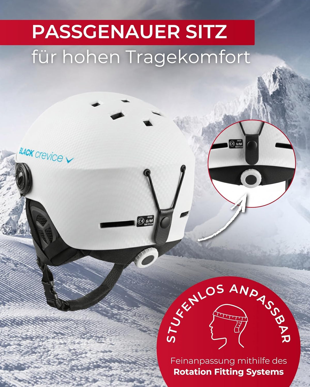 Black Crevice Skihelm Arlberg mit 2 Visier S (51-54) carbon weiss/blau, S (51-54) carbon weiss/blau