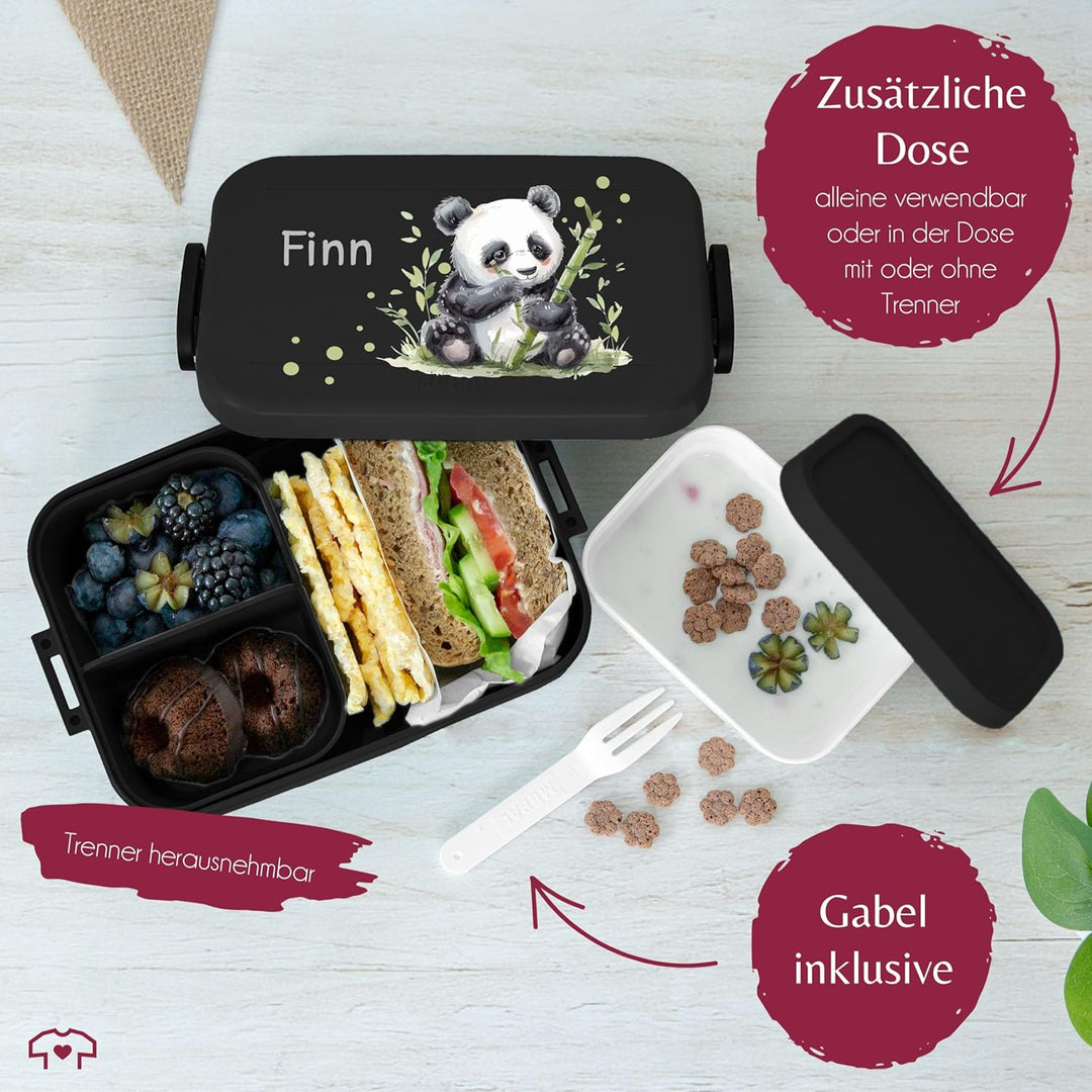 Kinder Bento Box Midi Mepal Bentobox - Panda - Personalisierbare Brotdose mit Pandabär | Lunchbox fü