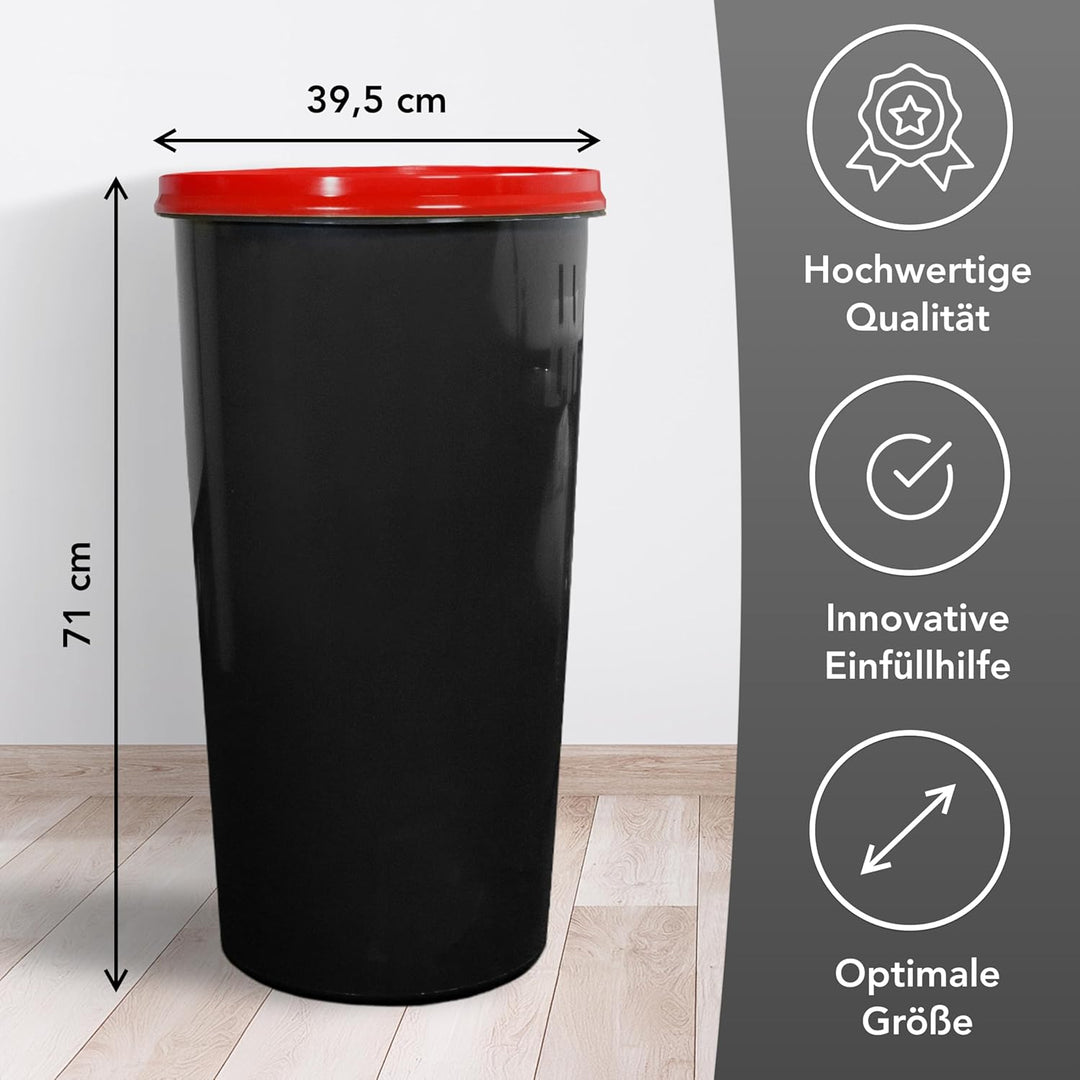 Will-Jeder Mülleimer 60l mit geruchsdichtem Deckel (Rot), Gelber Sack Ständer, Made in Germany, Müll