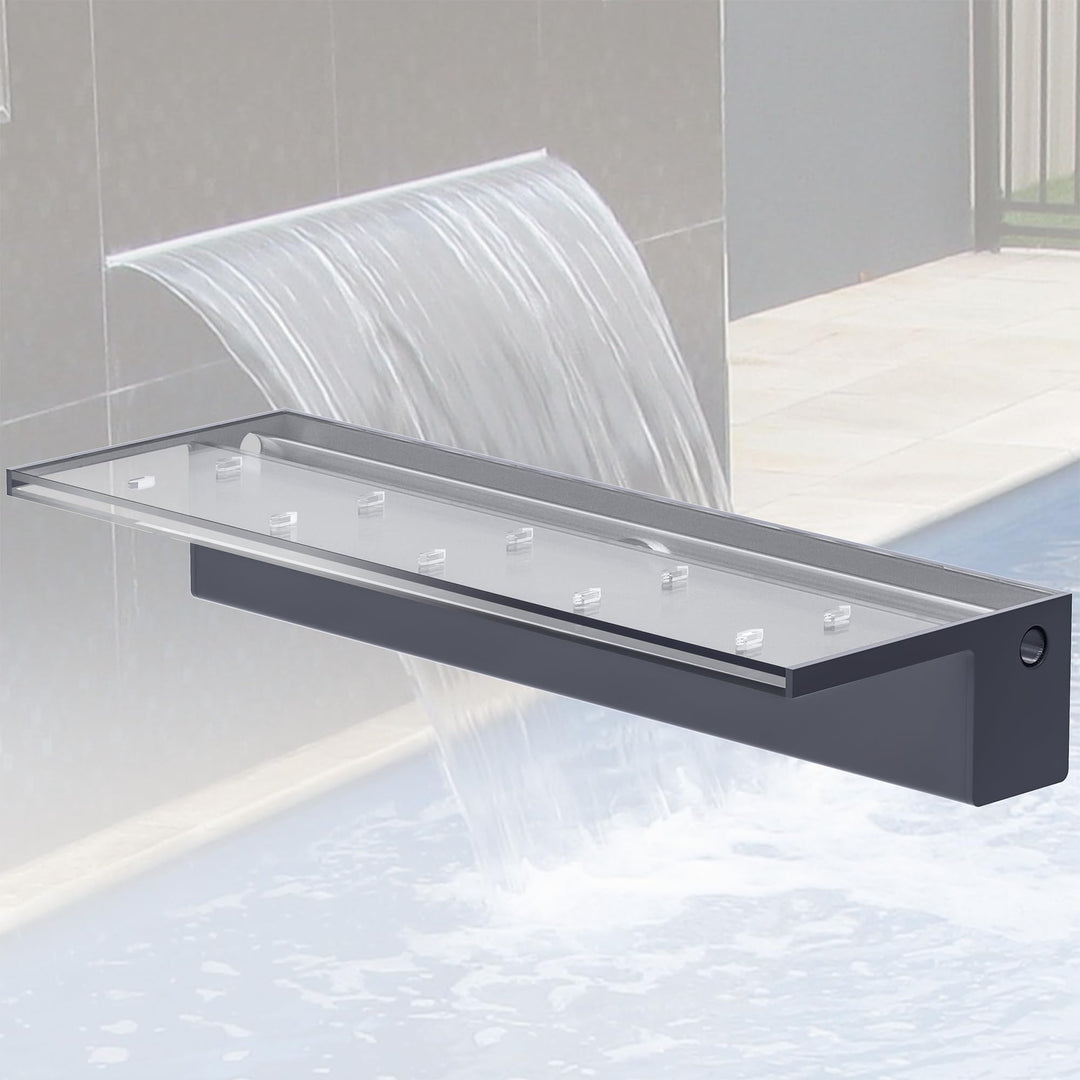 Teich Wasserfallklingen Set, 60 cm Acryl Poolfontäne mit Zubehör, Breite 20 cm Auslauf Wasserspiel W