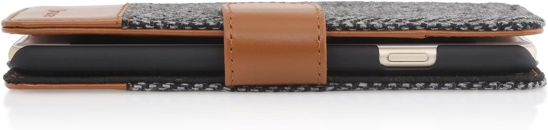 STILGUT Leder-Hülle kompatibel mit iPhone 6s Plus Wallet-Case, Fashion: Fischgrät/dunkel, Fischgr&#x