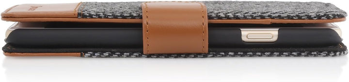 STILGUT Leder-Hülle kompatibel mit iPhone 6s Plus Wallet-Case, Fashion: Fischgrät/dunkel, Fischgr&#x