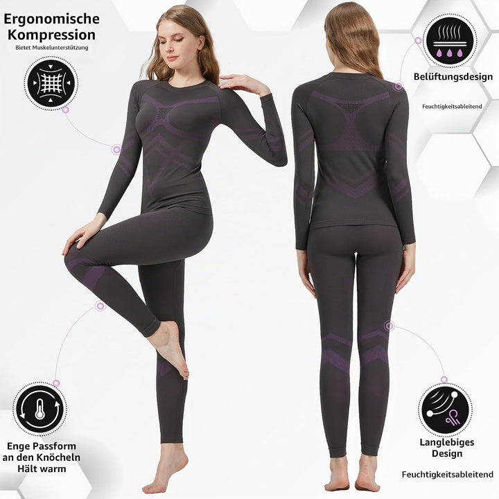 UNIQUEBELLA Thermo Unterwäsche Damen, Skiunterwäsche Atmungsaktiv Funktionsunterwäsche, Antibakterie