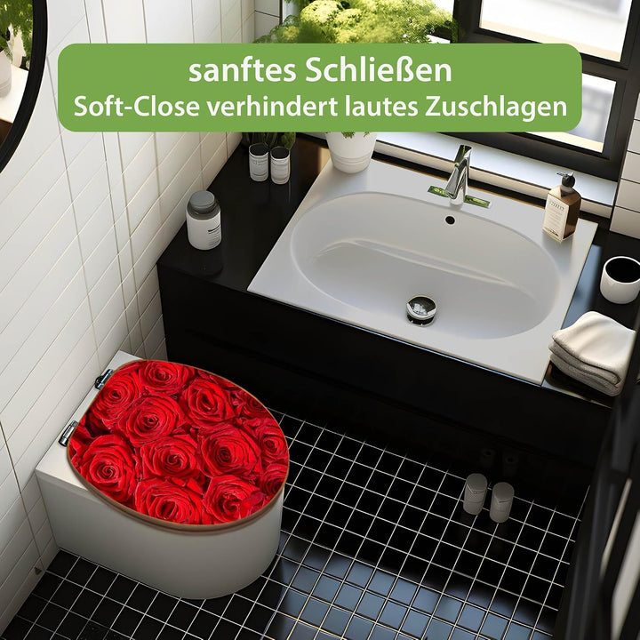 banjado Design WC Sitz Bambus Absenkautomatik 45,8x37,5cm - Toilettendeckel mit Absenkautomatik Holz