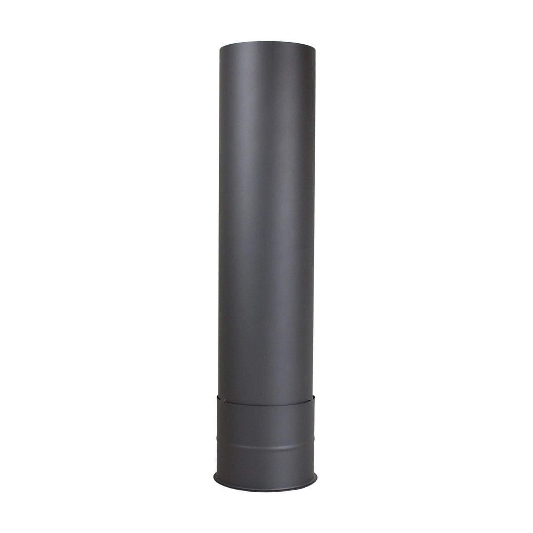 LANZZAS Ofenrohr Wandfutter mit 500 mm Rohr, im Durchmesser, DN Ø 150 mm, Farbe: gussgrau (schwarz-m