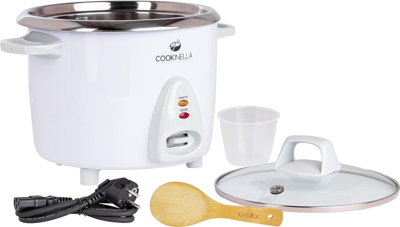 KeMar Kitchenware Cookinella KRC-300 Reiskocher Edelstahltopf + GRATIS Essstäbchen | Kompakt (1,8L,