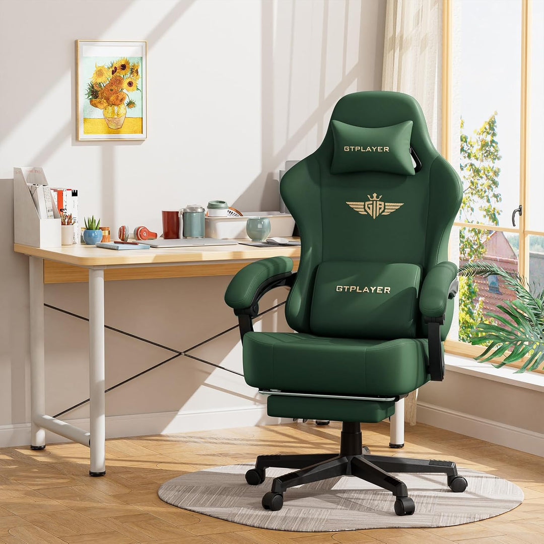 GTPLAYER Gaming Stuhl, Atmungsaktiver Bürostuhl, bürostuhl ergonomisch, Hochwertiger - Kunstleder, E