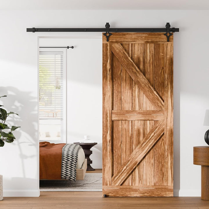 Wolfbird Hardware Kit Scheunentür 244cm-8ft Schiebetürsystem Schienen Kit, mit verstellbaren Bodensc