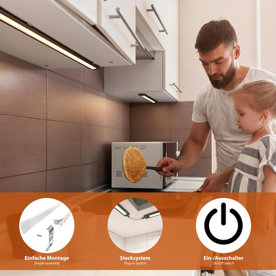 ledscom.de LED Unterbau-Leuchte SIRIS schwarz matt mit Netzteil und Touch-Dimmer, flach, 90cm, 1044l