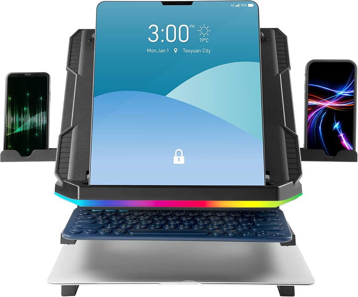 ENERMAX ELS001 Laptop-Monitor, ergonomisch, drehbar, 360 °, faltbar, bis zu 3 Geräte, max. Belastung