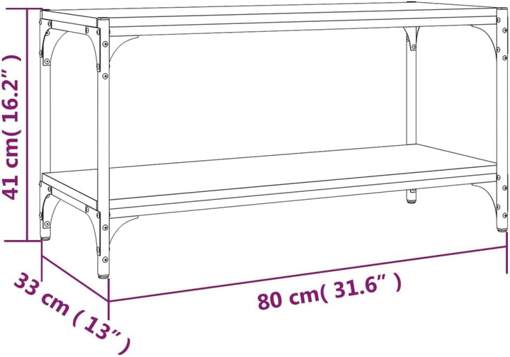 homiuse TV-Schrank Schwarz 80x33x41 cm Holzwerkstoff und Stahl TV Board Fernsehschrank Fernsehtisch
