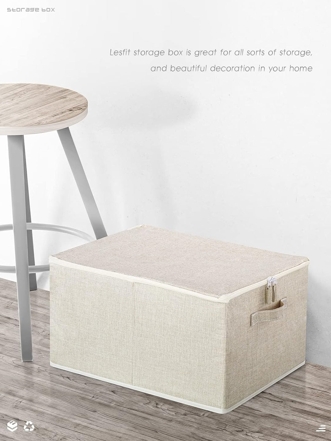 Lesfit Faltbare Aufbewahrungsbox Stoff 43x34x23 cm, 3er Pack A*3, A*3