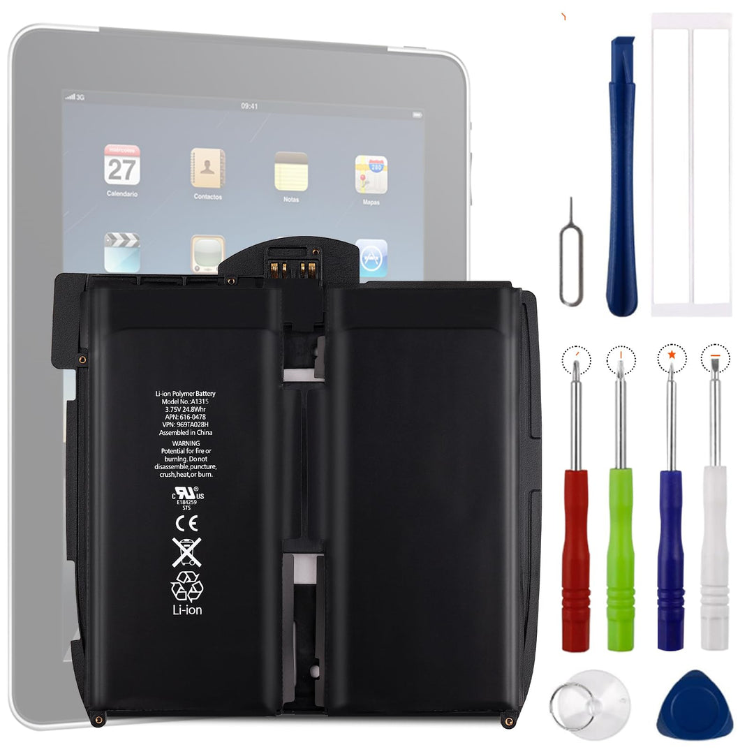 Vvsialeek A1315 Ersatz Akku Kompatibel Für iPad1st Gen 741-0025-A 3,75V 6600mAh A1219 A1337 616-0448
