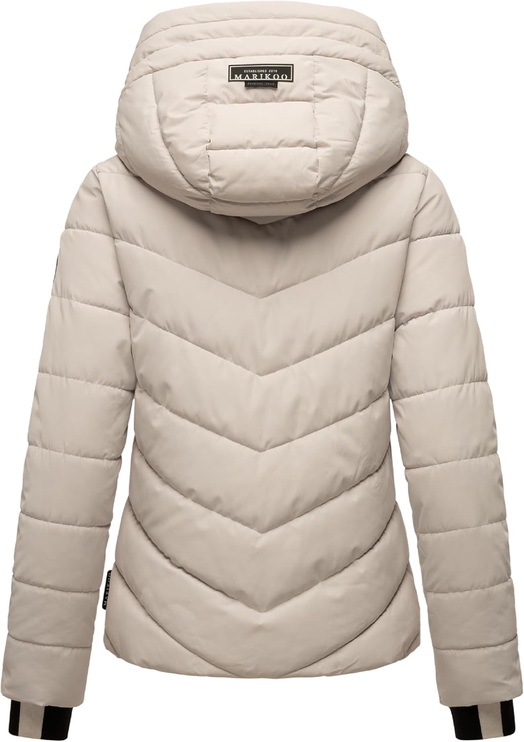 MARIKOO Damen Winterjacke warme Steppjacke mit Abnehmbarer Kapuze Samuiaa XVI XS-3XL XXL Light Grey,