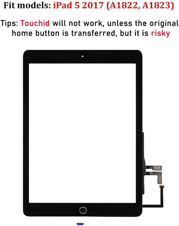 JPUNG Digitizer für iPad 5 Ersatz Bildschirm 9.7 Inch 2017, Only für 5.Generation Touchscreen Displa