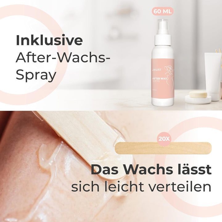 Wachswärmer-Set Pink mit 600g Wachsperlen & viel Zubehör, inkl. After-Wachs-Spray, Wachsset Waxing P