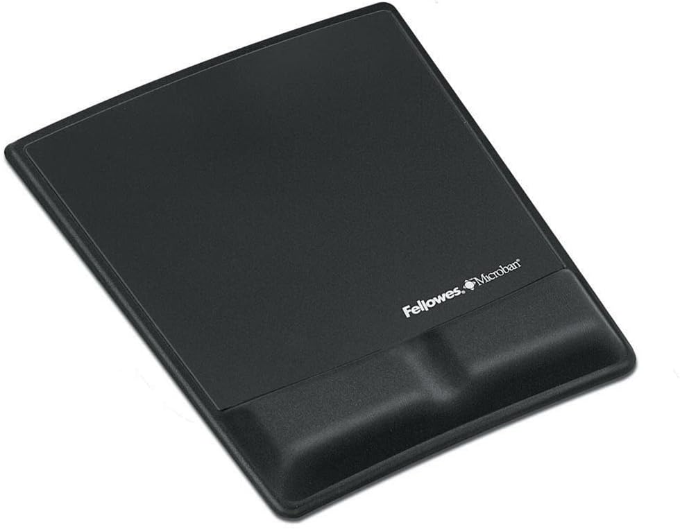 Fellowes Health-V Stoff Handgelenkauflage mit Mauspad schwarz 9181201, Mouse pad Schwarz Auflage für