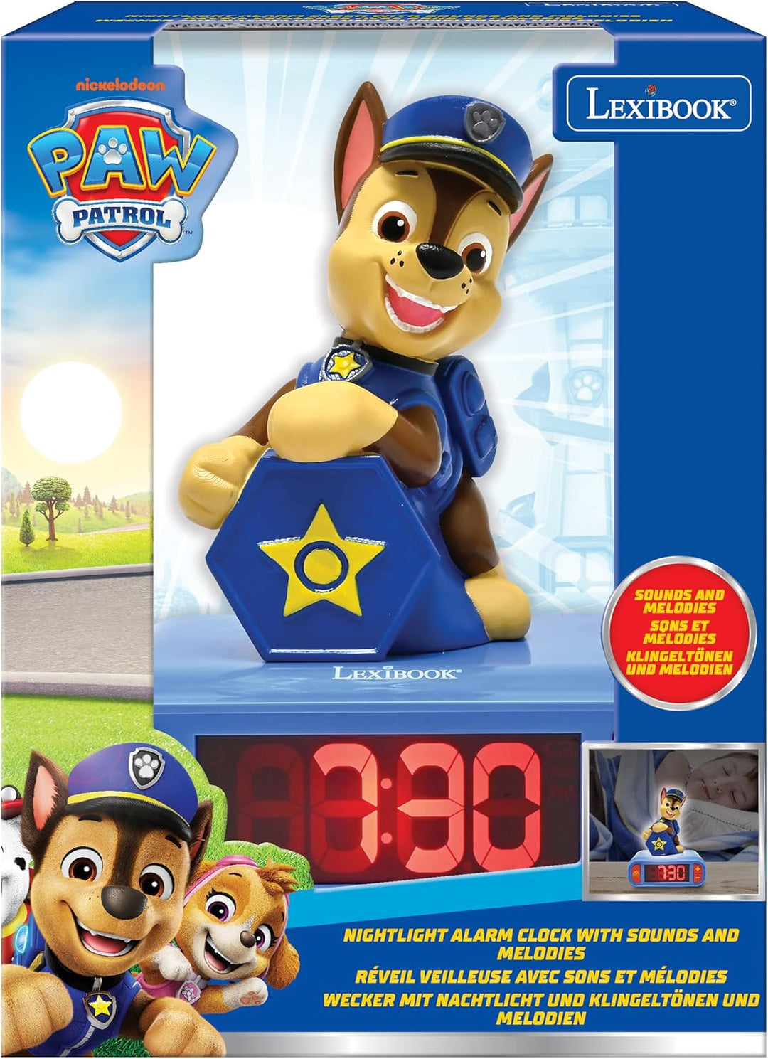 Lexibook, PAW Patrol, Wecker mit Nachtlicht, Sounds und Melodien, beleuchtetes LCD-Display, Leuchten